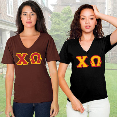 Chi Omega Sorority V-Neck Shirt , 2-Pack Bundle Deal - TWILL