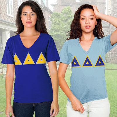 Delta Delta Delta Sorority V-Neck Shirt , 2-Pack Bundle Deal - TWILL
