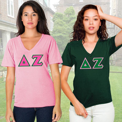 Delta Zeta Sorority V-Neck Shirt , 2-Pack Bundle Deal - TWILL