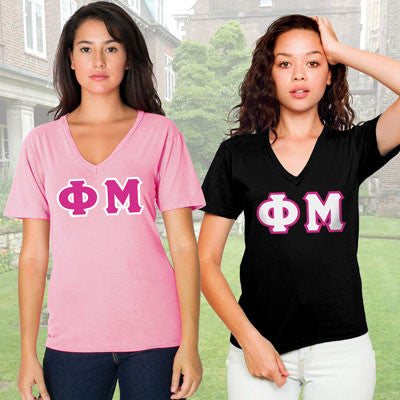 Phi Mu Sorority V-Neck Shirt , 2-Pack Bundle Deal - TWILL