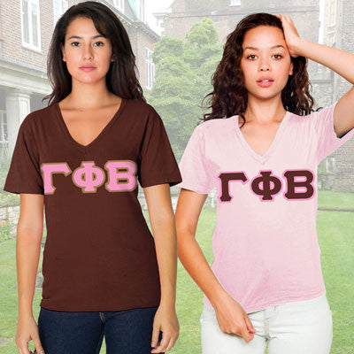 Gamma Phi Beta Sorority V-Neck Shirt , 2-Pack Bundle Deal - TWILL