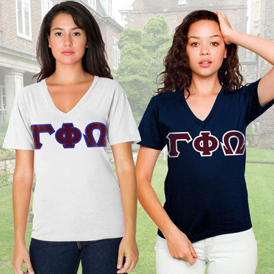 Gamma Phi Omega Sorority V-Neck Shirt , 2-Pack Bundle Deal - TWILL