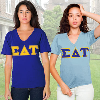 Sigma Delta Tau Sorority V-Neck Shirt , 2-Pack Bundle Deal - TWILL