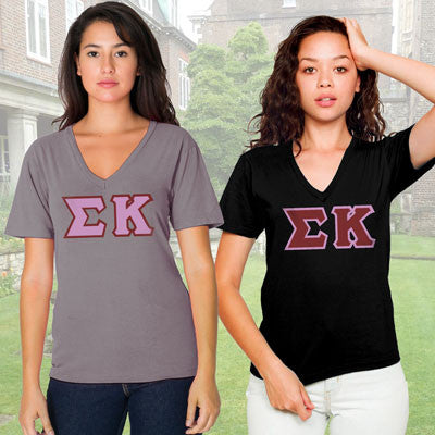Sigma Kappa Sorority V-Neck Shirt , 2-Pack Bundle Deal - TWILL
