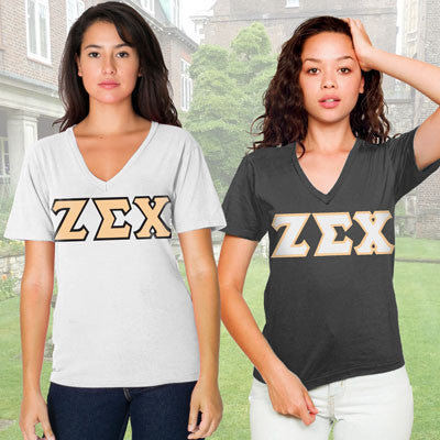 Zeta Sigma Chi Sorority V-Neck Shirt , 2-Pack Bundle Deal - TWILL