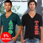 Fraternity V-Neck T-Shirt, Vertical Letters, 2-Pack Bundle Deal - Bella 3005 - TWILL