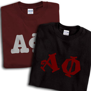Alpha Phi T-Shirt, Printed 10 Fonts, 2-Pack Bundle Deal - G500 - CAD
