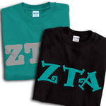 Zeta Tau Alpha T-Shirt, Printed 10 Fonts, 2-Pack Bundle Deal - G500 - CAD