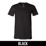 Chi Phi Fraternity V-Neck T-Shirt (Vertical Letters) - Bella 3005 - TWILL