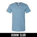 Delta Sigma Phi Fraternity V-Neck T-Shirt (Vertical Letters) - Bella 3005 - TWILL