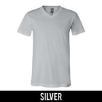Phi Sigma Sigma Sorority V-Neck Shirt (Vertical Letters) - Bella 3005 - TWILL