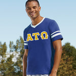 Alpha Tau Omega V-Neck Jersey with Striped Sleeves - 360 - TWILL