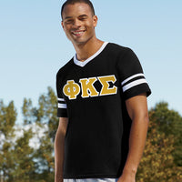 Phi Kappa Sigma Striped Tee with Twill Letters - Augusta 360 - TWILL