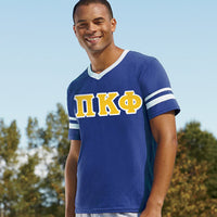 Pi Kappa Phi Striped Tee with Twill Letters - Augusta 360 - TWILL