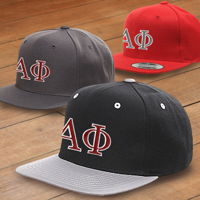 Alpha Phi Snapback Cap, 2-Color Greek Letters - 6089 - EMB
