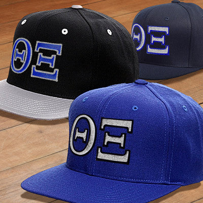 Theta Xi Snapback Cap, 2-Color Greek Letters - 6089 - EMB