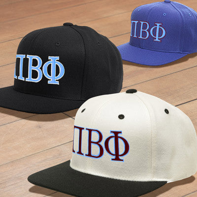 Pi Beta Phi Snapback Cap, 2-Color Greek Letters - 6089 - EMB