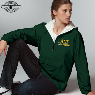 Alpha Sigma Tau Pullover Jacket, Bar Design - Charles River 9905 - EMB