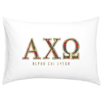 Alpha Chi Omega Floral Cotton Pillowcase - Alexandra Co. a3016