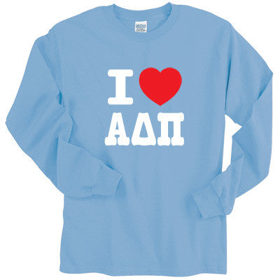 I Love Alpha Delta Pi Printed Longsleeve - Gildan 2400 - CAD