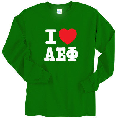 I Love Alpha Epsilon Phi Printed Longsleeve - Gildan 2400 - CAD