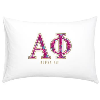 Alpha Phi Floral Cotton Pillowcase - Alexandra Co. a3016