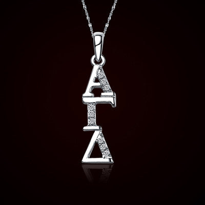 Alpha Gamma Delta Vertical Lavalier w/ Stones - GSTC-AGD-P001