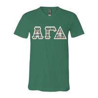 Alpha Gamma Delta V-Neck Shirt, Horizontal Letters - 3005 - TWILL