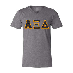 Alpha Xi Delta Sorority V-Neck Shirt (Horizontal Letters) - Bella 3005 - TWILL