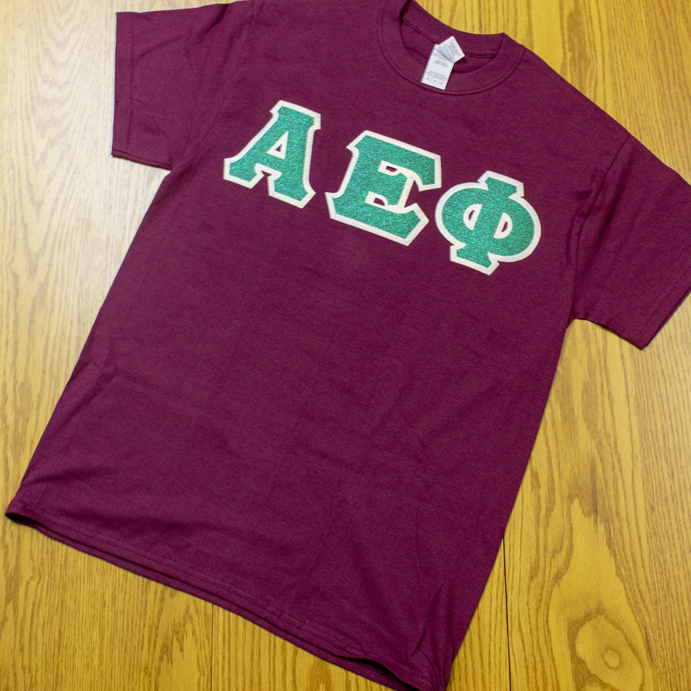 Sorority Letter T-Shirt with Glitter Options - G500 - TWILL