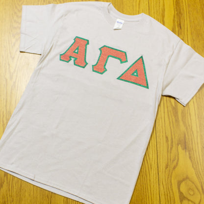 Sorority Letter T-Shirt with Glitter Options - G500 - TWILL