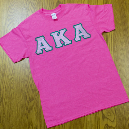 Sorority Letter T-Shirt with Glitter Options - G500 - TWILL