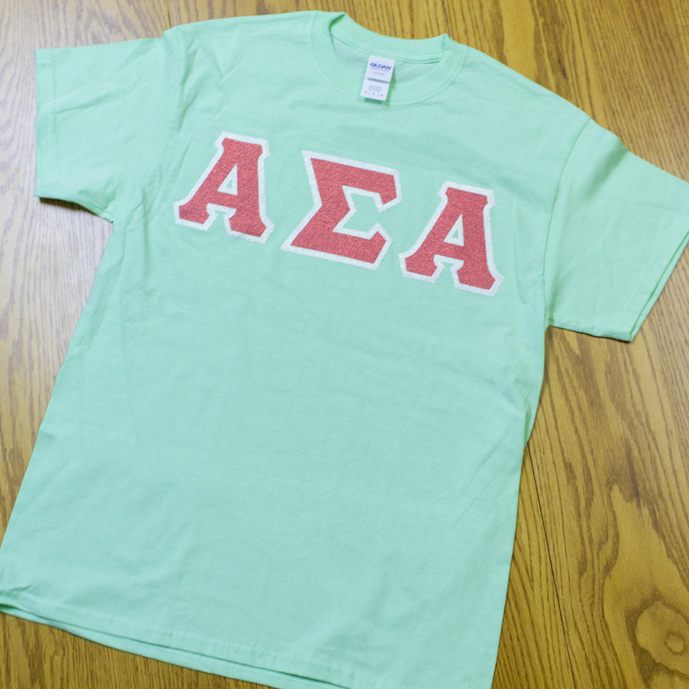 Sorority Letter T-Shirt with Glitter Options - G500 - TWILL