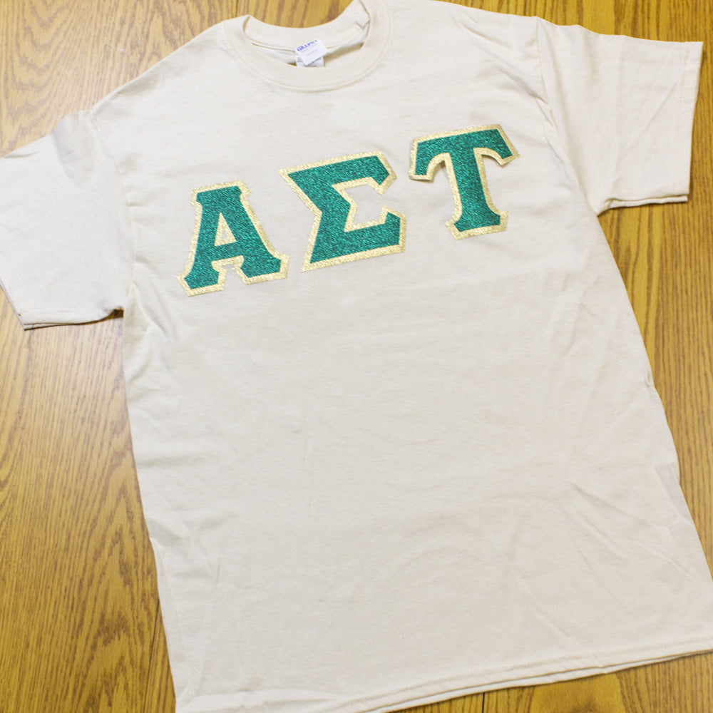 Sorority Letter T-Shirt with Glitter Options - G500 - TWILL