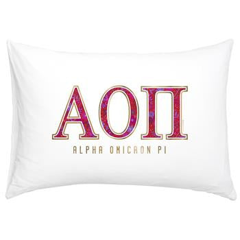 Alpha Omicron Pi Floral Cotton Pillowcase - Alexandra Co. a3016