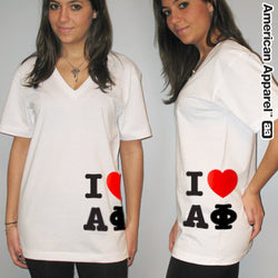 Greek 'I Love Alpha Phi' Custom Printed Sorority V-Neck Tee - Bella 3005 - CAD