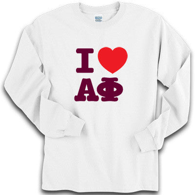 I Love Alpha Phi Printed Longsleeve - Gildan 2400 - CAD
