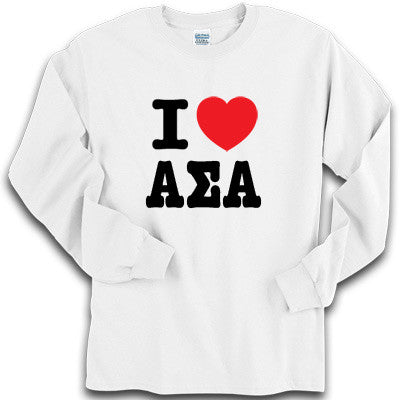 I Love Alpha Sigma Alpha Printed Longsleeve - Gildan 2400 - CAD