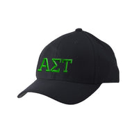 Alpha Sigma Tau Flexfit Fitted Hat, 2-Color Greek Letters - 6277 - EMB
