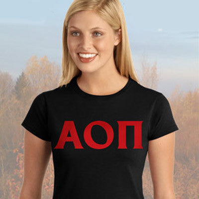 Alpha Omicron Pi Ladies' Softstyle Printed T-Shirt - Gildan 6400L - CAD