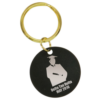 Custom Greek Graduation Black Circle Keychain - BKR43 - LZR