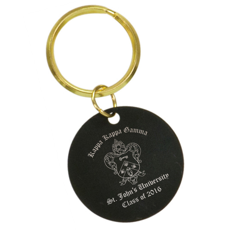 Custom Greek Graduation Black Circle Keychain - BKR43 - LZR