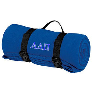 Alpha Delta Pi Fleece Blanket with Straps, 2-Color Greek Letters - BP10 - EMB