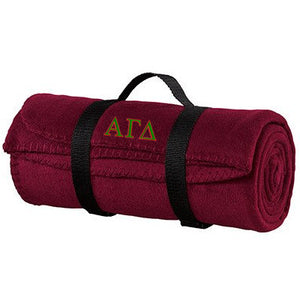 Alpha Gamma Delta Fleece Blanket with Straps, 2-Color Greek Letters - BP10 - EMB