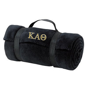 Kappa Alpha Theta Fleece Blanket with Straps, 2-Color Greek Letters - BP10 - EMB