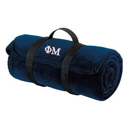 Phi Mu Fleece Blanket with Straps, 2-Color Greek Letters - BP10 - EMB