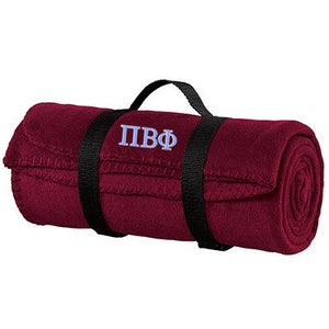 Pi Beta Phi Fleece Blanket with Straps, 2-Color Greek Letters - BP10 - EMB