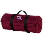 Sigma Kappa Fleece Blanket with Straps, 2-Color Greek Letters - BP10 - EMB