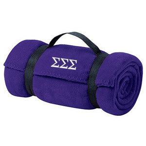 Sigma Sigma Sigma Fleece Blanket with Straps, 2-Color Greek Letters - BP10 - EMB