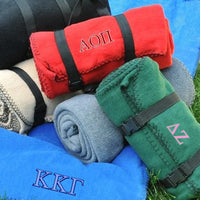 Sorority Fleece Blanket with Straps, 2-Color Greek Letters - BP10 - EMB